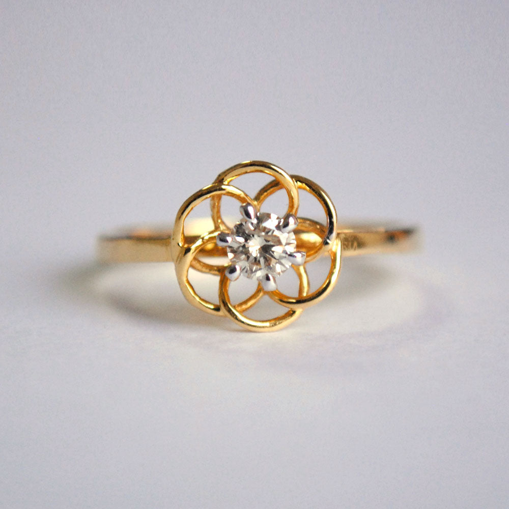 Delicate Lotus Flower Two-Tone Engagement Ring : 41055 : Arden Jewelers
